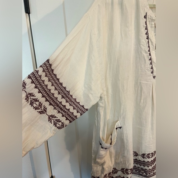 World Market Embroidered Boho Cotton Beachy Lagenlook Peasant Tunic Top OS - Picture 3 of 11